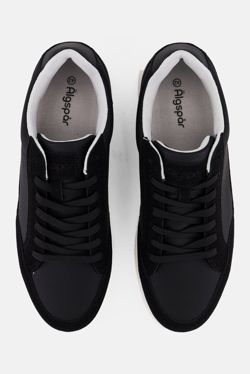 Algspar Men Brand Logo Lace Up Shoes, Black - Image 4